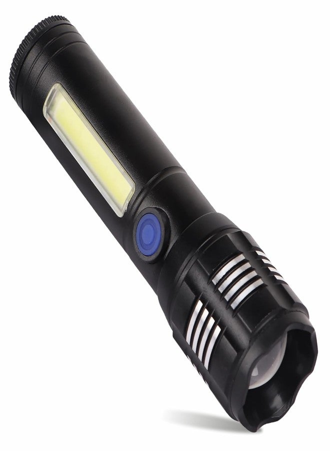 Pick Ur Needs Rechargeable Mini Pocket Torch with High Brightness 3 Type Light + Side COB LED Light Zoom-in and Zoom Out Adjustable Focus Emergency Torch - Image 1